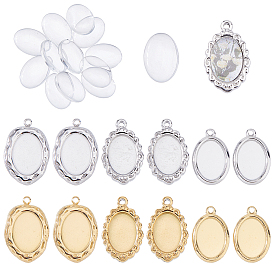 Наборы для изготовления овальных подвесок своими руками, включая настройки кабошона для подвески из нержавеющей стали, Кабошоны из стекла