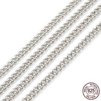 925 Sterling Silver Curb Chains, Unwelded