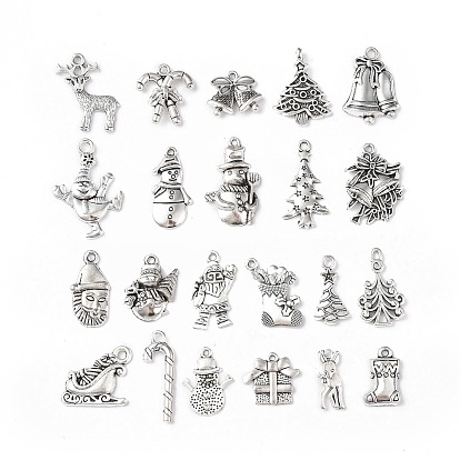 Tibetan Style Alloy Pendants, Christmas Theme Mixed Shapes Charms