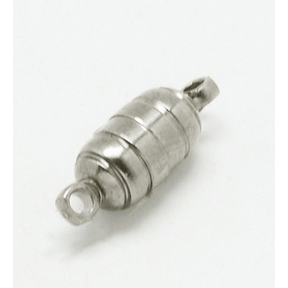 Латунные магнитные застежки с петлями, колонка, 15x5 мм, отверстие : 1.5 мм