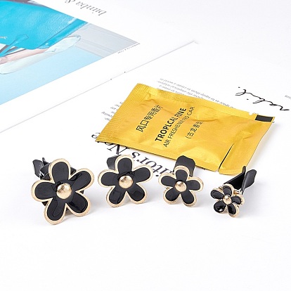 Daisy Flowers Alloy Enamel Car Air Vent Decorations, Cute Automotive Interior Trim, with Perfume Pad and Magnetic Claspss, Different Sizes