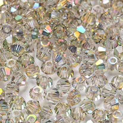Full Rainbow Plated Transparent Electroplate Glass Beads, Faceted, Bicone