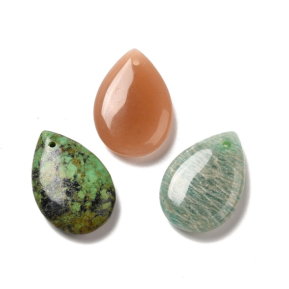 Natural Gemstone Pendants, Teardop Charms
