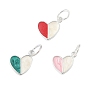 Двухцветные 925 подвески в форме сердца из стерлингового серебра с эмалью, с прыжковых колец, серебряный цвет гальваническим