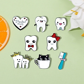 Alloy Enamel Pin, Dental Brooch for Backpack Clothes, Tooth/Cup/Heart