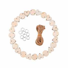 NBEADS DIY Jewelry Findings, with Wood Links, Iron Jump Rings and Jute Twine
