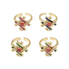 Символ кубического циркония # открытая манжета кольцо, настоящие позолоченные украшения из латуни для женщин