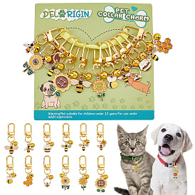 12 шт сплава эмали пчелы/подсолнух/соты подвесные украшения, подвески с поворотными застежками, подвески на клипсах, для украшения домашних животных