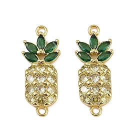 Звенья в форме ананаса из латуни с прозрачным и зеленым кубическим цирконием, долговечный, без кадмия и без свинца, стойки покрытие