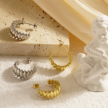 304 серьги-гвоздики из нержавеющей стали с овальными бусинами и кольцами, серьги-кольца