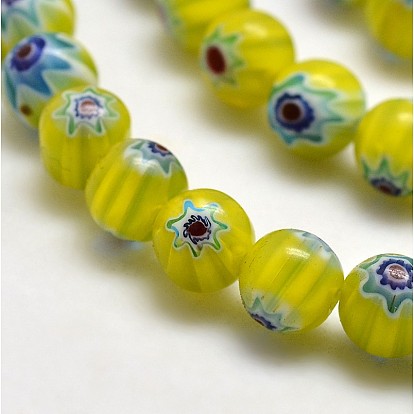 Round Millefiori Glass Beads Strands, 6mm, Hole: 1mm, about 67pcs/strand, 14.7 inch