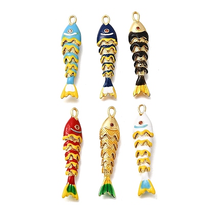 Латунные микро проложить кубического циркония подвески, с эмалью, рыба, реальный 18 k позолоченный