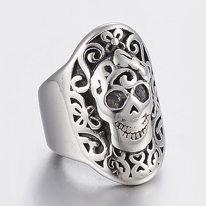 304 Stainless Steel Beads, Large Hole Beads, Skull