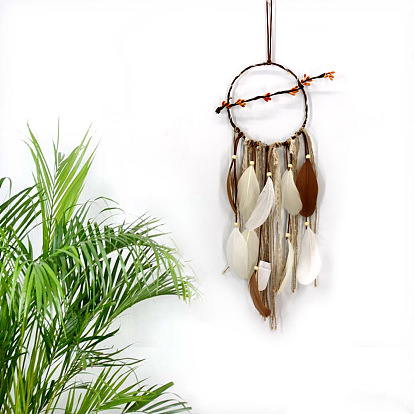 Rural Style Creative Vine Woven Net/Web with Feather with Iron Home Crafts Wall Hanging Decoration, Heart