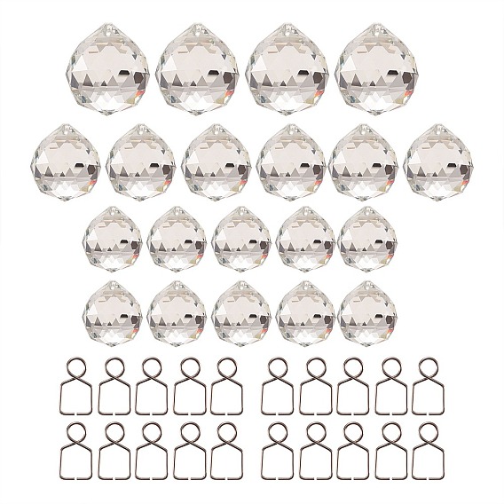 Капля прозрачная k 9 стеклянные подвески, хрустальный шар призмы подвесные подвески, для окон, Фэн Шуй, с 304 люстры из нержавеющей стали соединители зажимы штифты