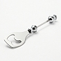 201 Stainless Steel Beadable Bottle Opener, with Alloy Bead