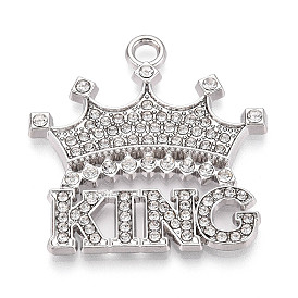 Подвески из сплава и страза, корона и король слов, без кадмия и без свинца