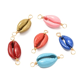 Natural Shell Links Connectors, with Real 18K Gold Plated Eco-Friendly Copper Wire