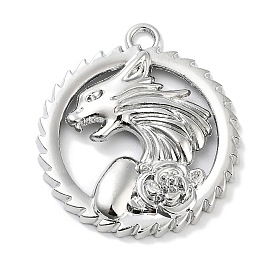 Alloy Pendants, Dragon with Flower