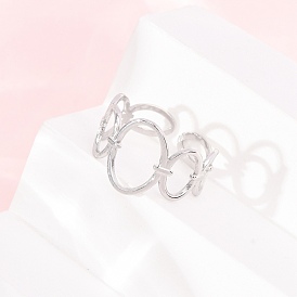 304 Stainless Steel Cuff Open Rings, Hollow Oval