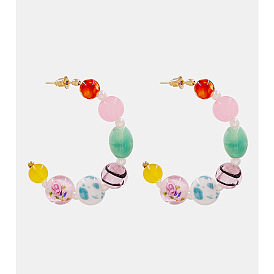 Boucles d'oreilles bohèmes en verre perlé faites à la main par juran - bijoux de mode colorés et créatifs pour femmes