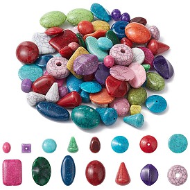 75Pcs 15 Styles Crackle Opaque Acrylic Beads, Imitation Turquoise, Mixed Shape