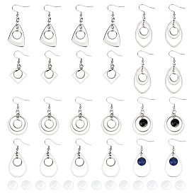 10 пары 5 стили 304 наборы для изготовления сережек-подвесок из нержавеющей стали, со стеклянными кабошонами 