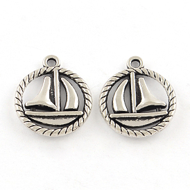 Tibetan Style Alloy Pendants, Cadmium Free & Lead Free, Sailing Boat, 18x15x3mm, Hole: 1.5mm, about 719pcs/1000g