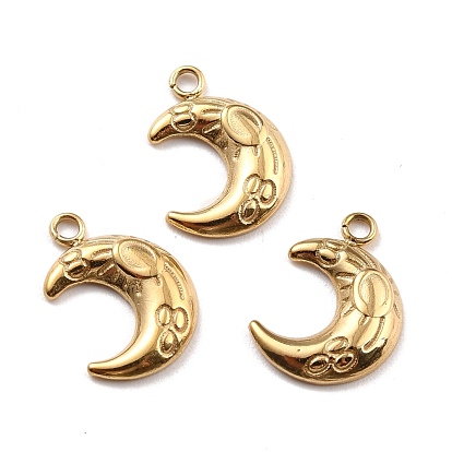 Ion Plating(IP) 316 Surgical Stainless Steel Charms, Moon