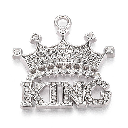 Подвески из сплава и страза, корона и король слов, без кадмия и без свинца
