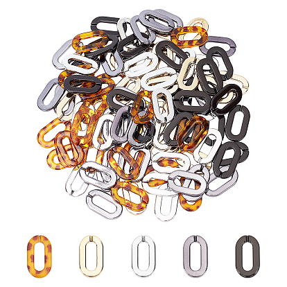 100Pcs 5 Style Acrylic Linking Rings, Quick Link Connectors, for Cable Chains Making, Oval