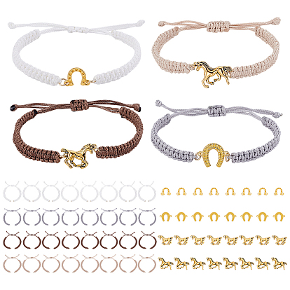 DIY Bracelets Making Kit, Including Braided Waxed Polyester Cord Adjustable Link Bracelet Makings, Tibetan Style Alloy Links Connector Charm