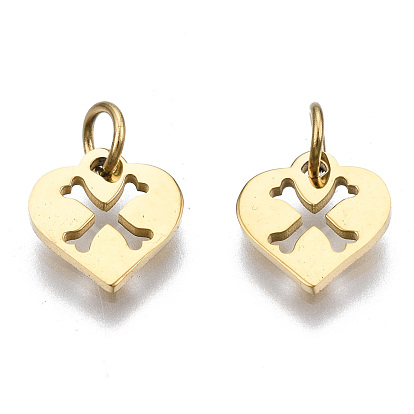 304 encantos de acero inoxidable, con anillos de salto, Corte con laser, corazón con hueso, para halloween