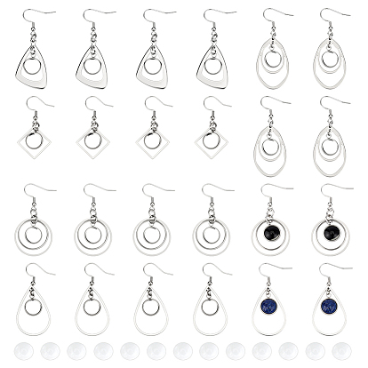 10 пары 5 стили 304 наборы для изготовления сережек-подвесок из нержавеющей стали, со стеклянными кабошонами 