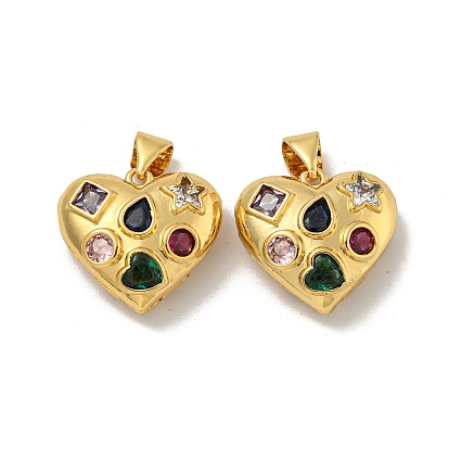 Латунные микро проложить кубического циркония подвески, без кадмия и без свинца, сердце прелести