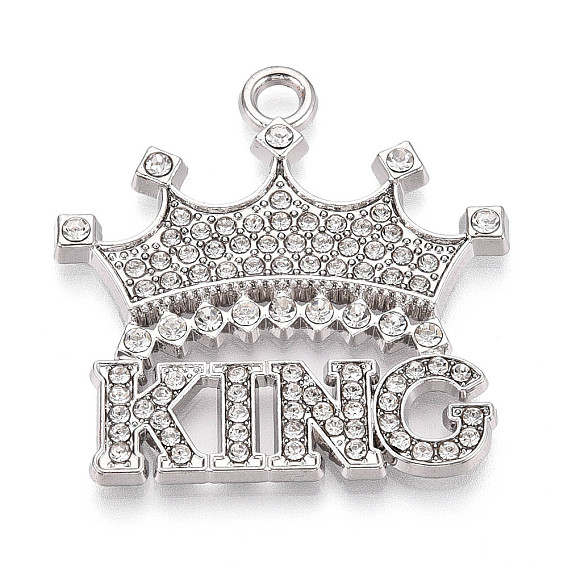 Подвески из сплава и страза, корона и король слов, без кадмия и без свинца
