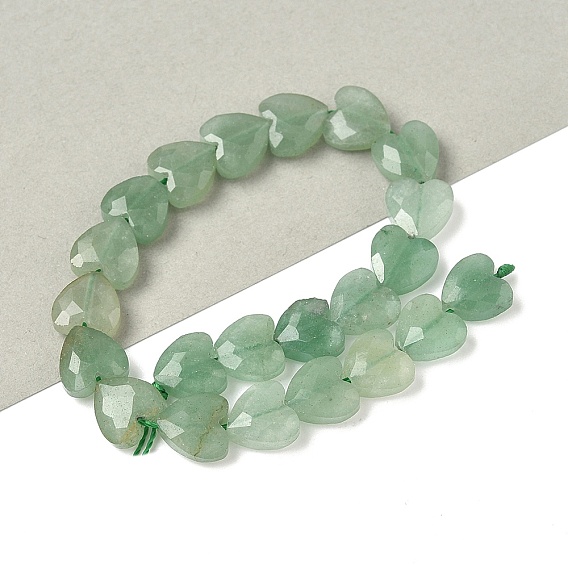 Естественный зеленый авантюрин бисер нитей, сердце, граненые