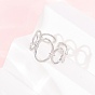 304 Stainless Steel Cuff Open Rings, Hollow Oval