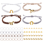 DIY Bracelets Making Kit, Including Braided Waxed Polyester Cord Adjustable Link Bracelet Makings, Tibetan Style Alloy Links Connector Charm