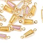 SHEGRACE Brass Pave Cubic Zirconia Trapezoid Connector Charms, Cadmium Free & Nickel Free & Lead Free, Long-Lasting Plated