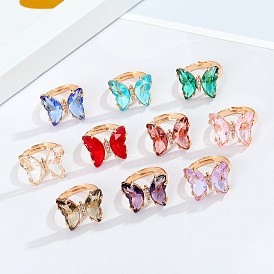 Vintage Butterfly Ring with Adjustable Opening, Fashionable and Unique Finger Jewelry in Multiple Colors for Women
