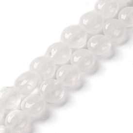 Natural Quartz Crystal Beads Strands, Rock Crystal Flat Round Beads