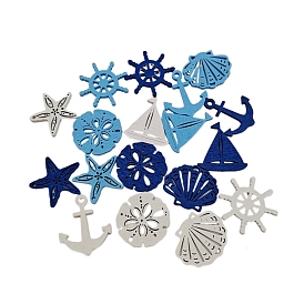 Ocean Theme Wood Cutouts, DIY Craft Supplies, Anchor & Helm & Shell Shape