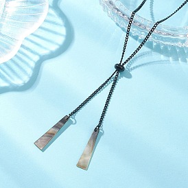 Подвеска в форме трапеции из натуральной черной раковины 304 цепочка-лариата из нержавеющей стали