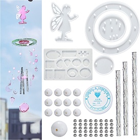 DIY Angel Wind Chime Making Kits, Including Silicone Molds, Aluminum Tube, Acrylic Beads and Crystal Thread