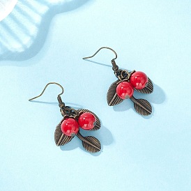 Серьги-подвески в форме листьев из натурального нефрита Машан, с цинковым сплавом и сплавом в тибетском стиле, а также 304 фурнитурой для сережек из нержавеющей стали, латуни и железа