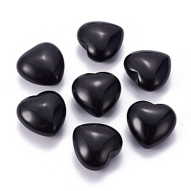 Piedra natural del amor del corazón de obsidiana, piedra de palma de bolsillo para el equilibrio de reiki