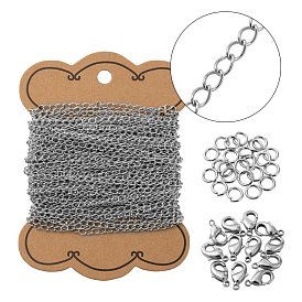 DIY Brass Twisted Chains Necklace Making Kits, Including Lobster Claw Clasps and Jump Rings