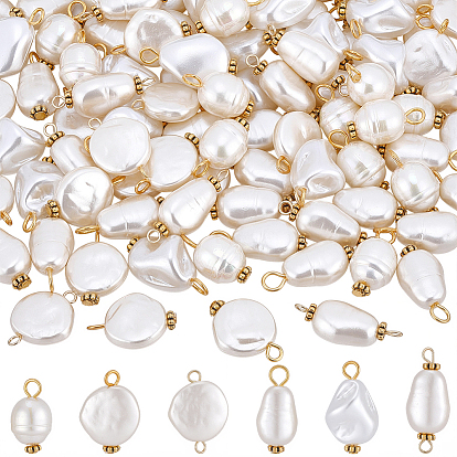 120шт. 6 стили акриловых подвесок и звеньев с имитацией жемчуга, с золотыми тонами железных петель, овальные