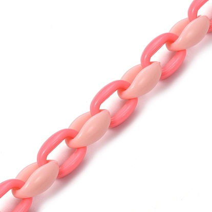 Handmade Opaque Acrylic Cable Chains, for Handbag Chains Making, Two Tone